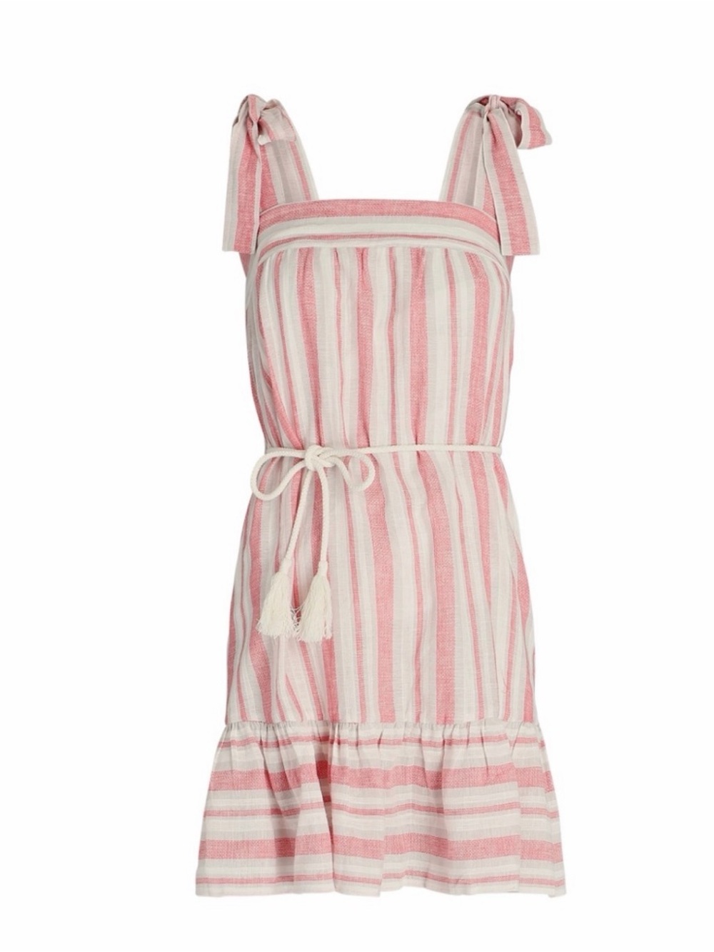 Kivari Coral and White Striped Tie-Shoulder Dress